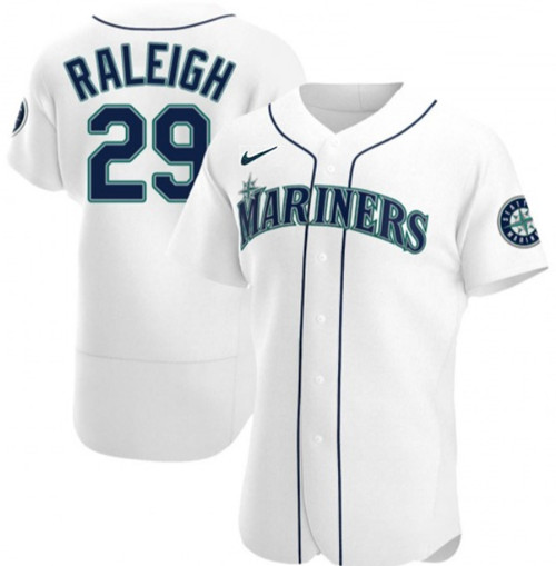 Men's Seattle Mariners #29 Cal Raleigh White Flex Base Stitched Jersey